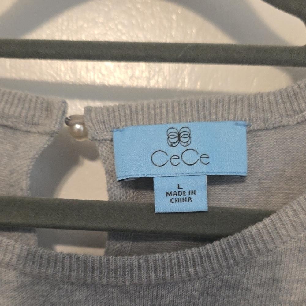CeCe Heather Gray Short Sleeve swrater - Picture 3 of 7